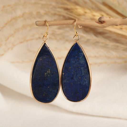 Lapis Lazuli Teardrop Drop Earrings - AnwenYing Natural Healing Jewelry