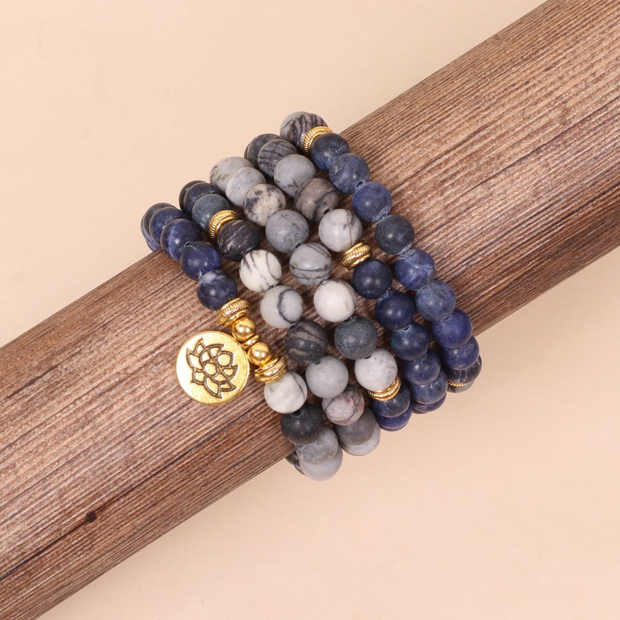 Natural Lapis Lazuli Bracelet 108 Blue Lace Agate amp Sodalite beaded Wrap Br... - Close-up | AnwenYing Jewelry