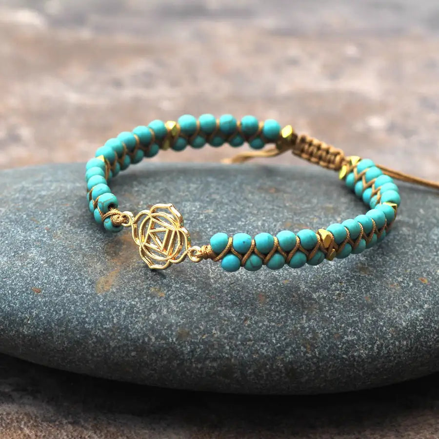 Turquoise Solar Plexus color harmony Woven Bracelet color harmony Symbol Adju... - Lifestyle image | AnwenYing Jewelry