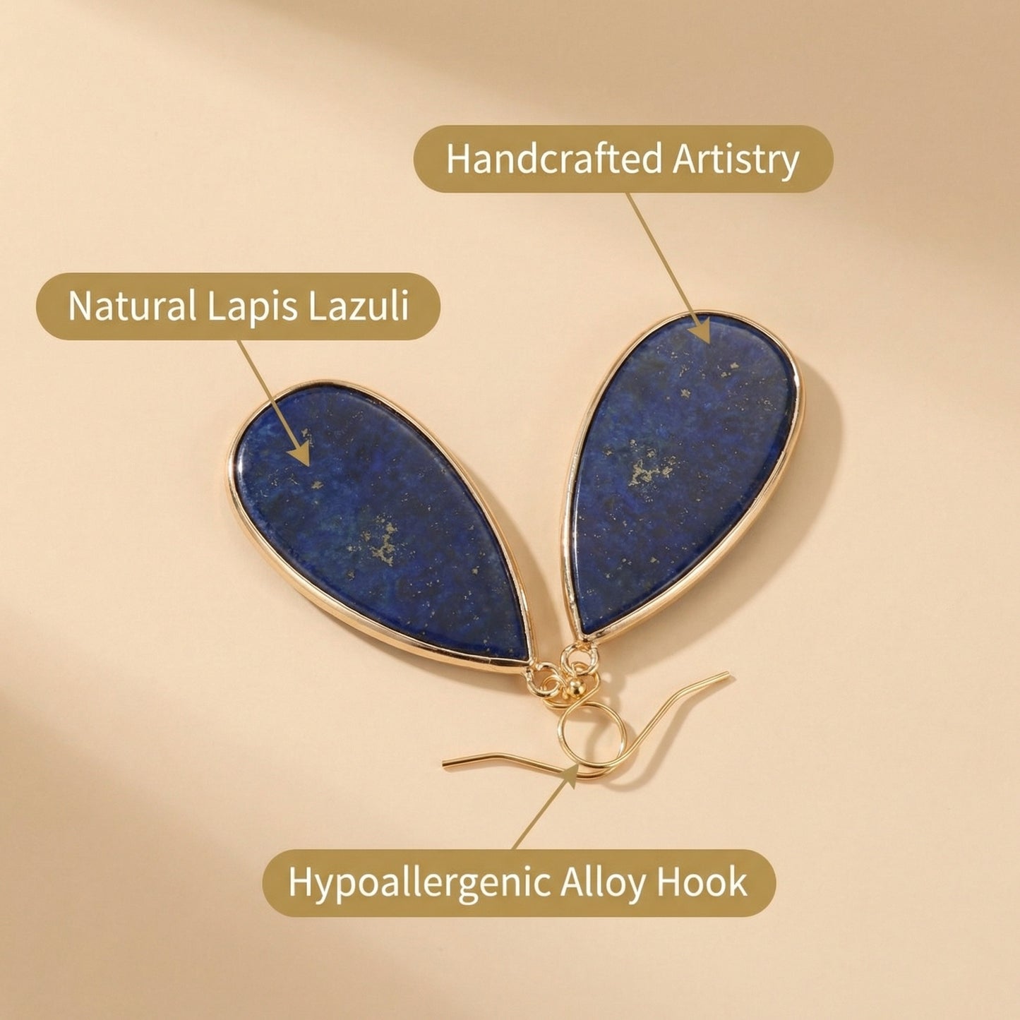 Lapis Lazuli Teardrop Drop Earrings - AnwenYing Natural Healing Jewelry