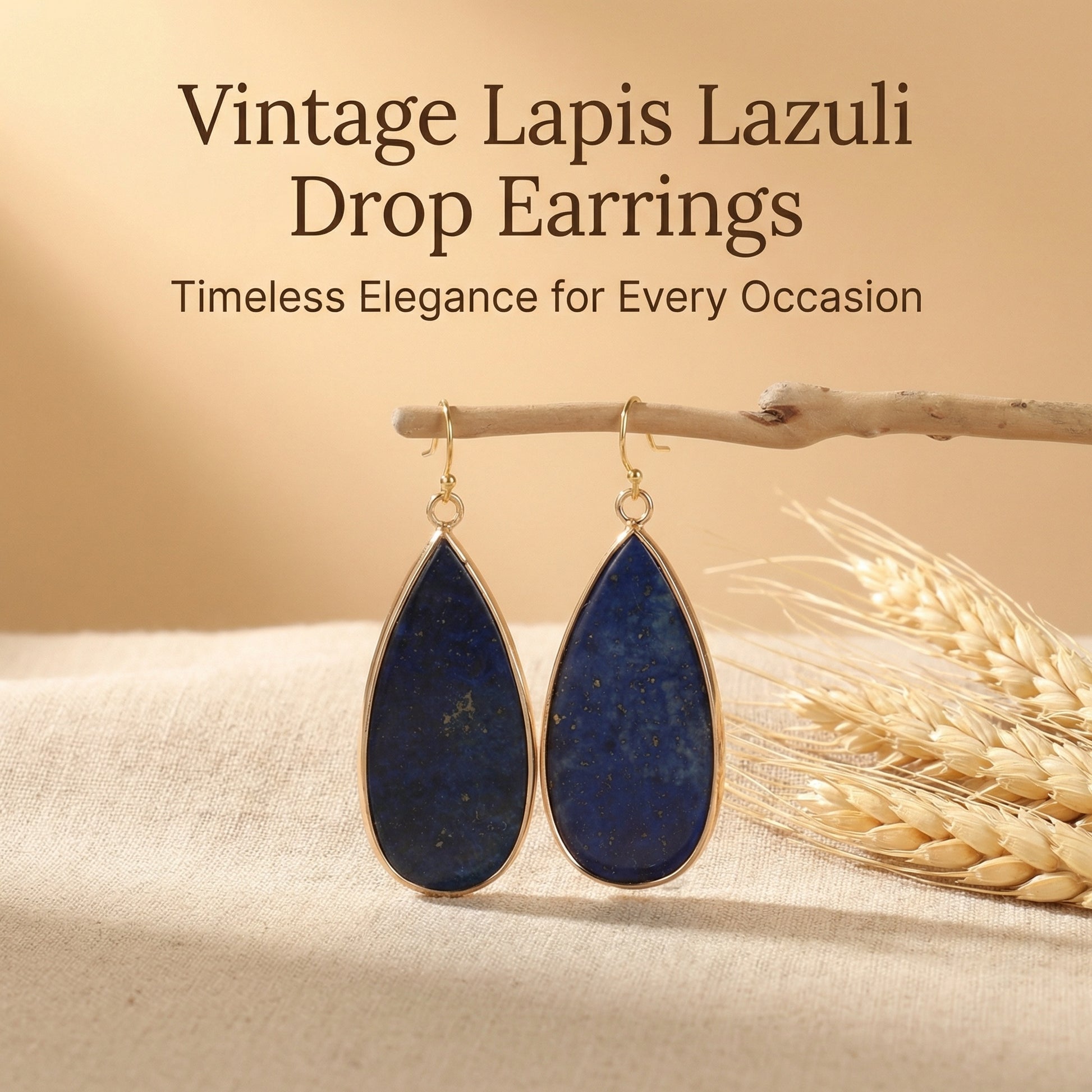 Lapis Lazuli Teardrop Drop Earrings - AnwenYing Natural Healing Jewelry