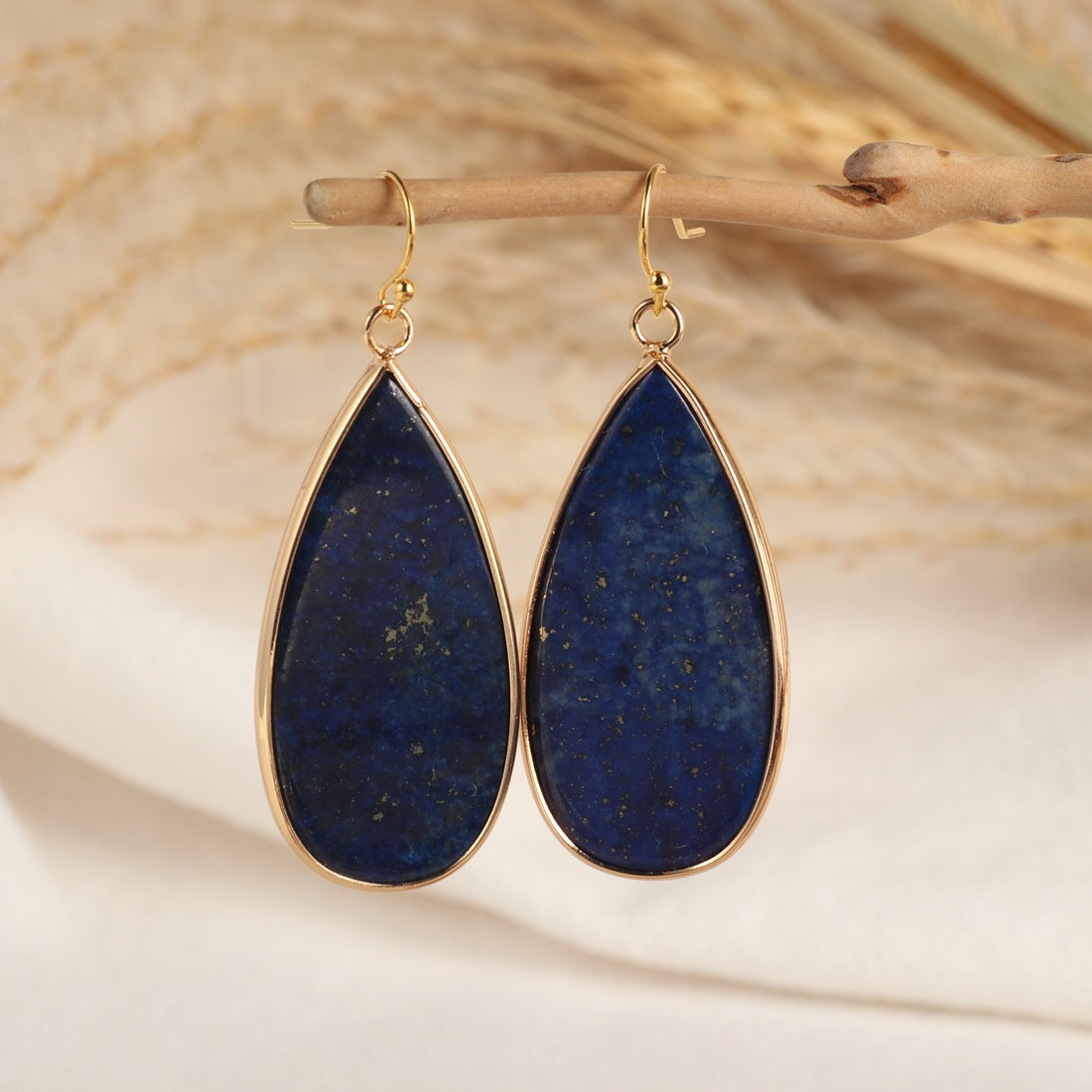 Lapis Lazuli Teardrop Drop Earrings - AnwenYing Natural Healing Jewelry