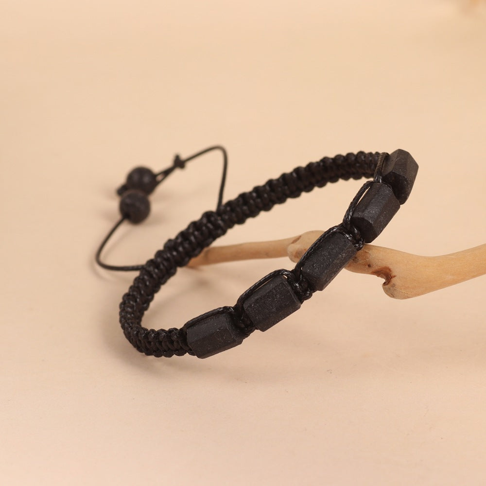 Black Lava Stone Adjustable Bracelet Handwoven Macrame durable Jewelry for ba... - Lifestyle image | AnwenYing Jewelry