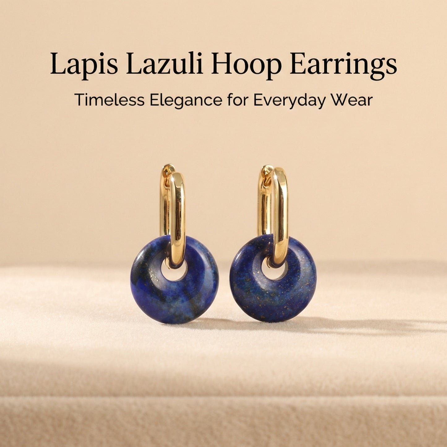Lapis Lazuli Donut Hoop Earrings - AnwenYing Natural Healing Jewelry