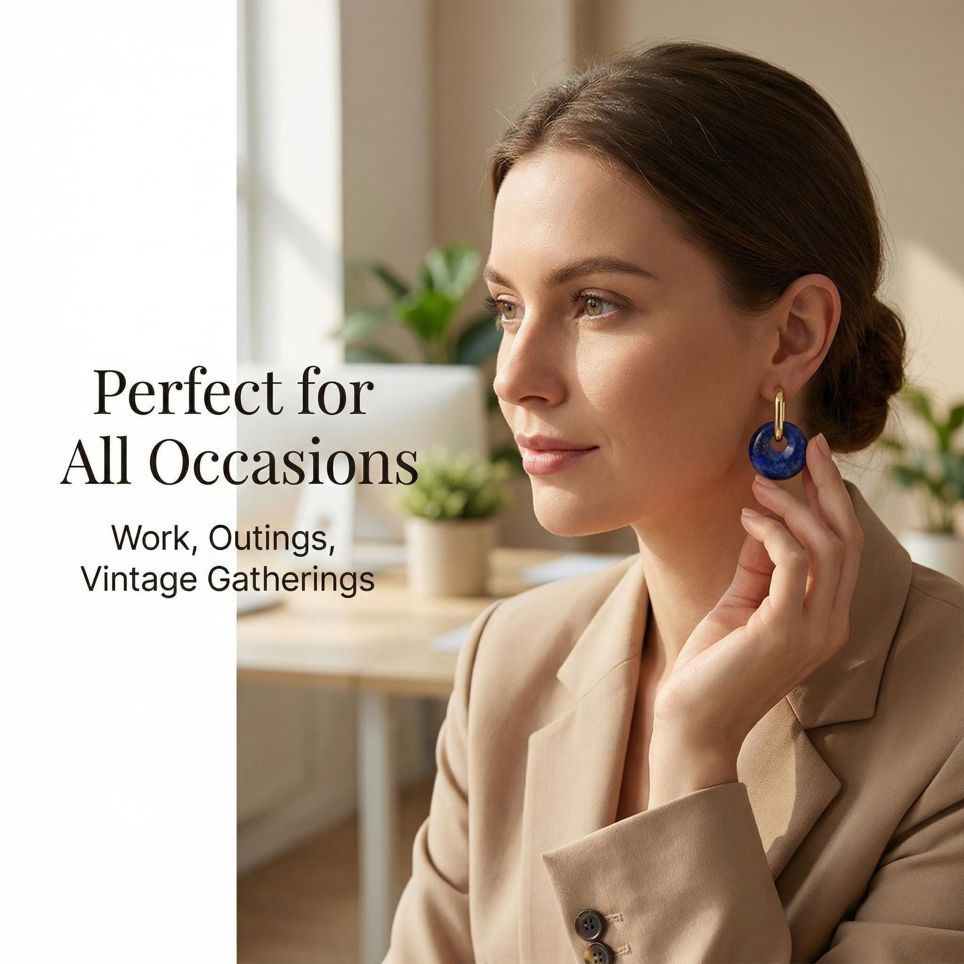Lapis Lazuli Donut Hoop Earrings - AnwenYing Natural Healing Jewelry